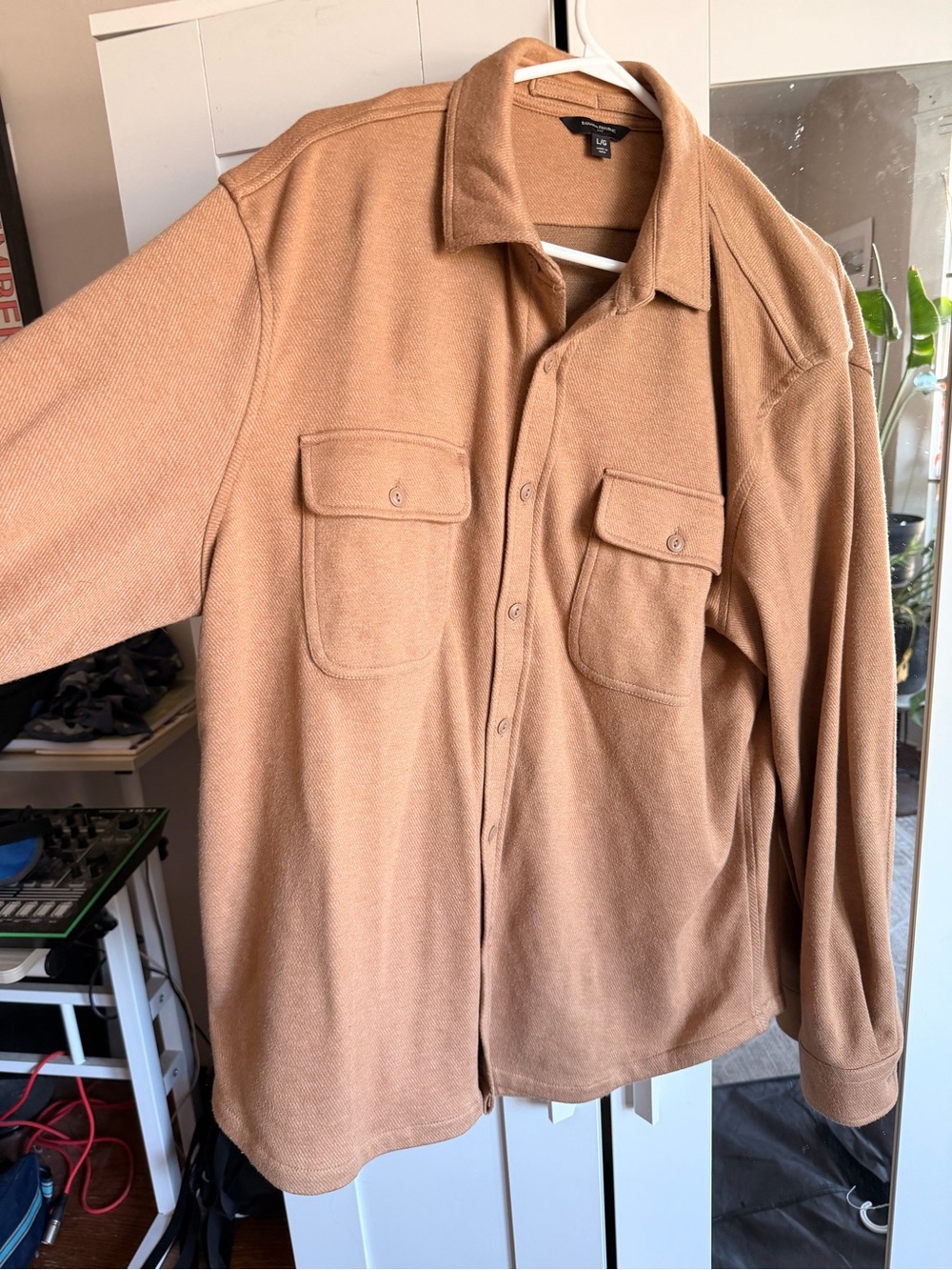 Banana Republic Men's Camel Button-Front Casual Shirt Jacket